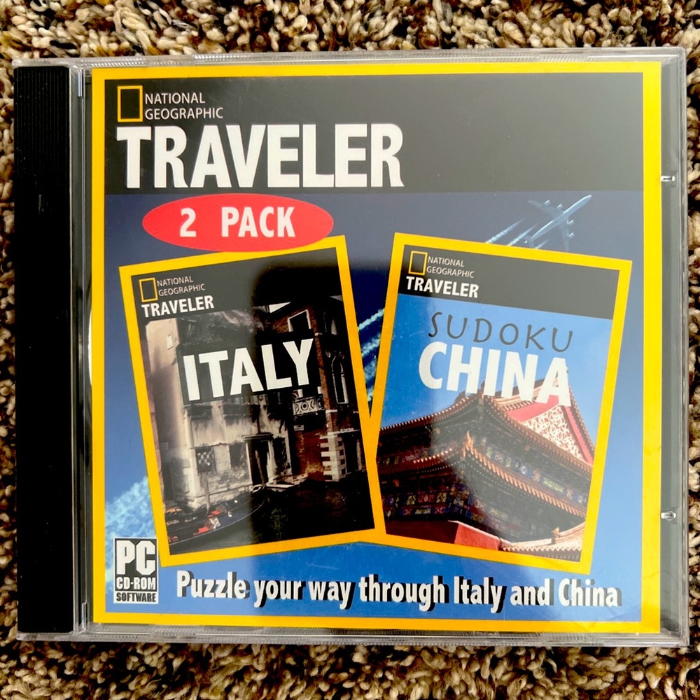 National Geographic Traveler 2 Pack: Italy + Sudoku China PC Game Puzzles New!